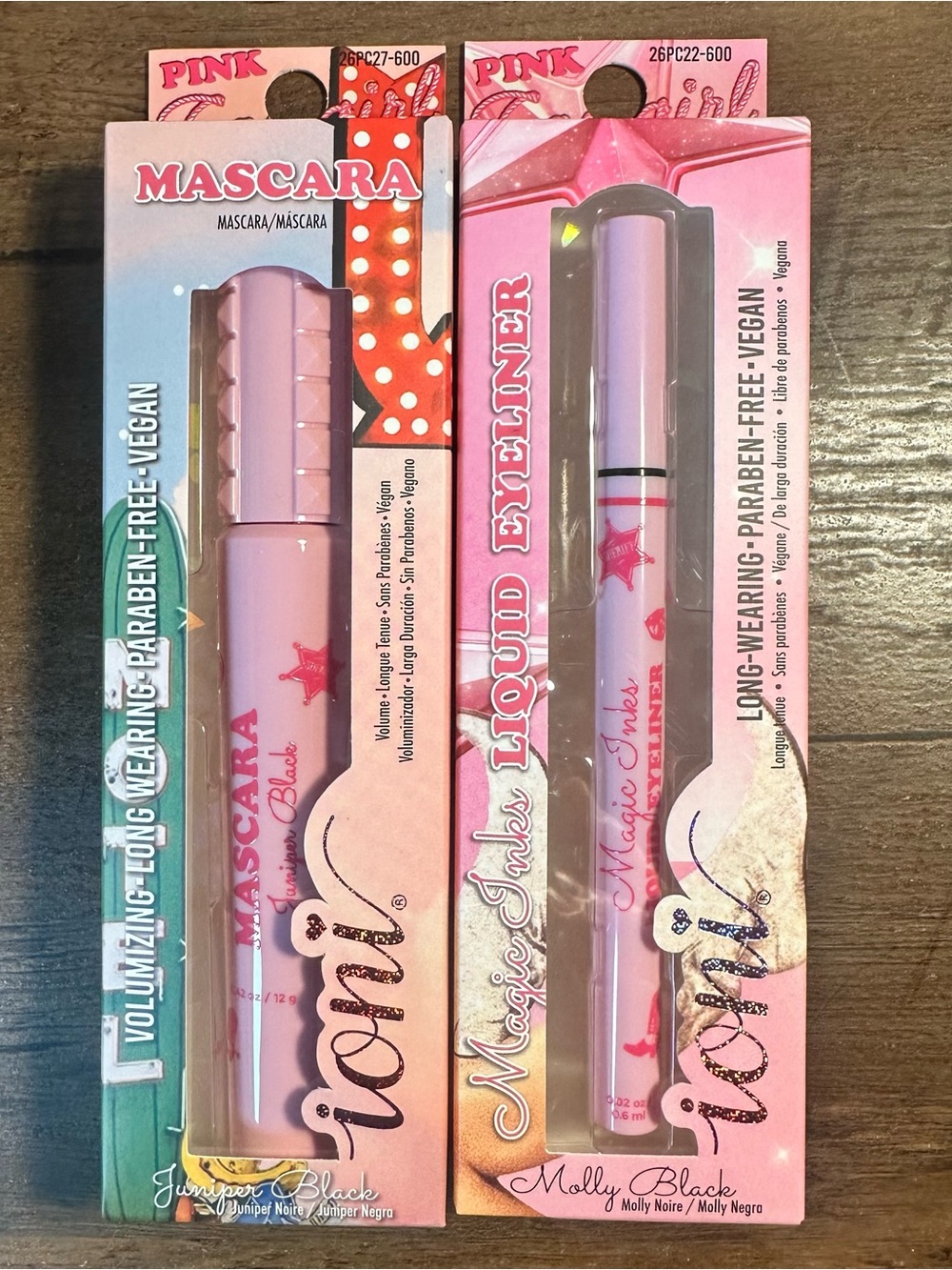 Ioni Pink Cowgirl Mascara ~Juniper Black~ & Liquid Eyeliner ~Molly Black~ New